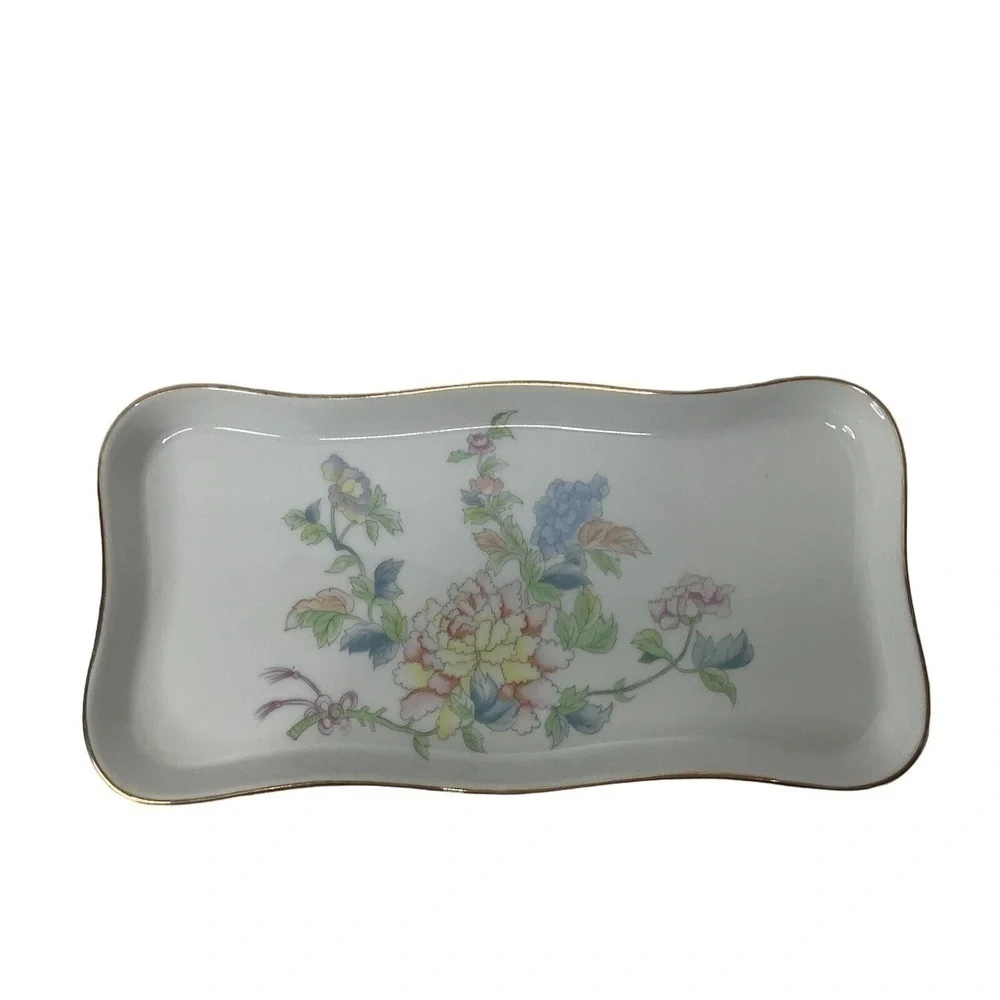 Vtg Andrea By Sadek Plate Tray Porcelain Made In Japan # 9920‎ Floral White Blue